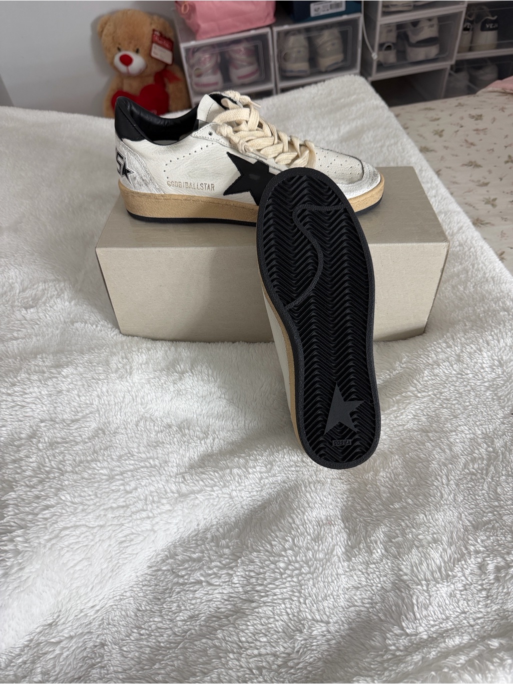 Golden Goose Men's Ball Star Sneakers In White And Black